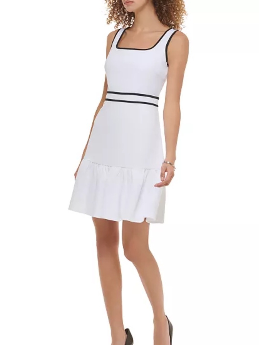 Karl Lagerfeld Paris Contrast Trim A Line Dress - Picture 7 of 7